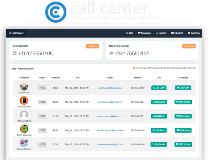 Call Center Shopify App